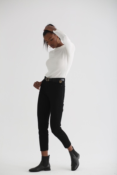 DRC trend Жіночі чорні джинси з високою талією та еластичним поясом, 90-ті роки