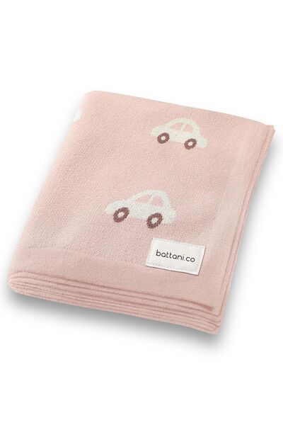 Battani.Co بطانية أطفال تريكو باللون الوردي - 85 سم × 85 سم، حلم السيارة للأط...