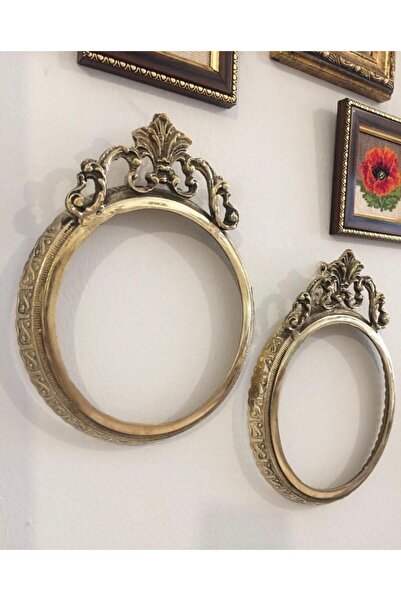 Handmade ESTERHOMEDECOR 2’li yuvarlak pirinç çerçeve 17*21,5cm