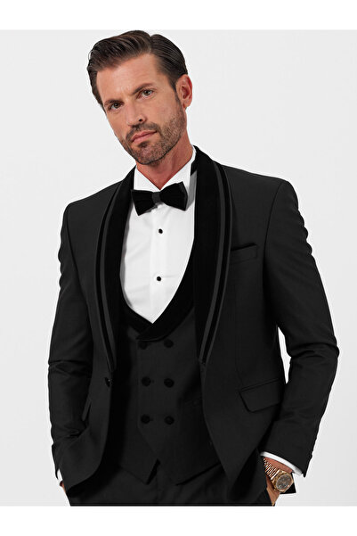 terzi ayhan Erkek Yelekli Smokin Damatlık Şal Yaka İtalyan Kesim Slim Fit 025...