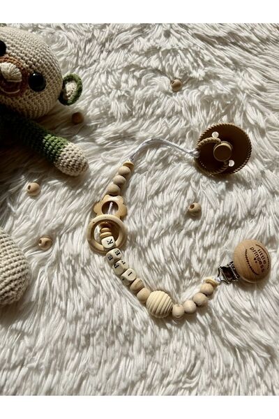 LA BOHEME KİDS Doğal Ahşap Emzik Askısı - Bebek Emzik Tutacağı