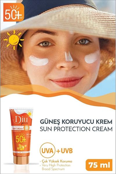 Diu Paris Spf 50 Sunscreen - Aging Stain, Waterproof, Uva Uvb High Protection, 75ml under Makeup Base