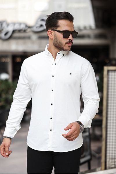 comstar Ανδρικό Basic Snapback Χειμερινό μακρυμάνικο λευκό πουκάμισο