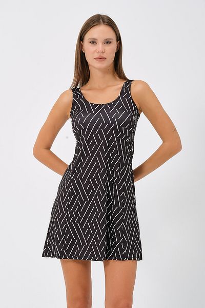 vawensea Women's Self-Adhesive Shorts Dress Swimsuit Geometric Patterned (with Breast Pad)