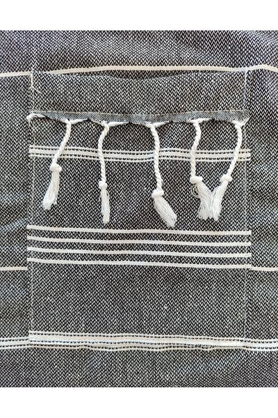 Peştanoz Μαύρο μπουρνούζι με σχέδιο Nuray Peshtemal - 100% βαμβάκι