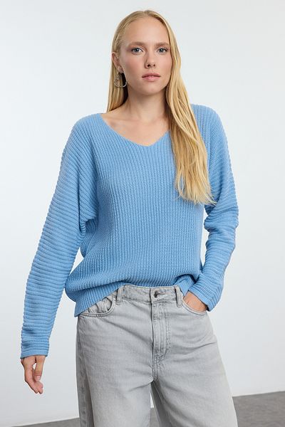Trendyol Collection Pulover de tricotaj albastru cu potrivire largă - TWOAW25KZ00348