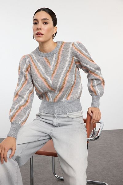 Trendyol Collection Soft Textured Gray Knitwear Sweater - TWOAW24KZ00798