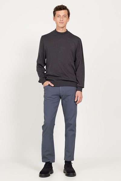 ALTINYILDIZ CLASSICS Men's Anthracite Melange - Half Turtleneck Cotton Knitwear Sweater, Standard Fit