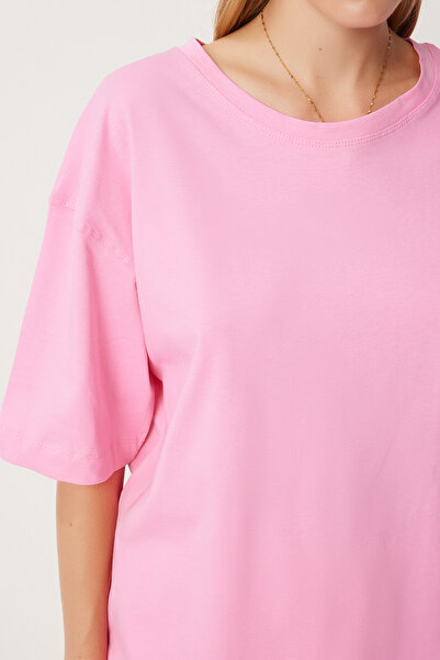 Happiness İstanbul Pink Oversize póló és Flounce kötött szoknya készlet - UB00291