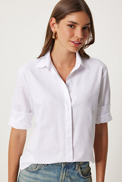 Happiness İstanbul Cămașă albă de bază pentru femei - FN03260