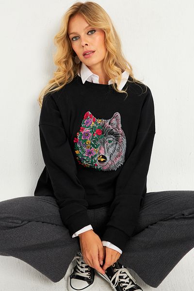 Cool & Sexy Černá vyšívaná dámská mikina - Yle20