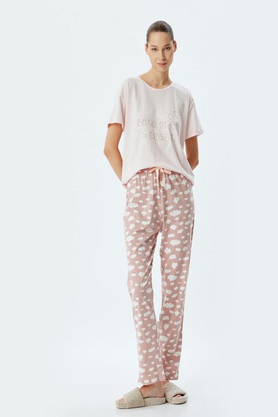 Koton Cotton Comfortable Fit - Cloud Printed Knitted Pajama Set