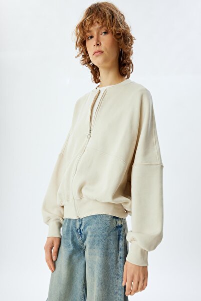 Koton Φούτερ Crew Neck Oversize - Λεπτομέρεια με φερμουάρ και ραφή