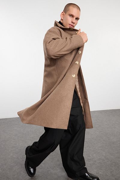 Trendyol Collection Unisex-Wintermantel aus Nerz- und Kamelwollmischung – normale Passform TMNAW24KB00004