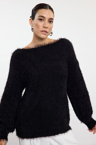 Trendyol Collection Pulover din tricot negru cu guler răsturnat - TWOAW25KZ00169