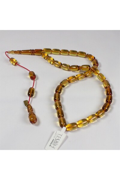 Tesbih Kardeşliği Fares Imzalı Blok Zar Kehribar Tesbih