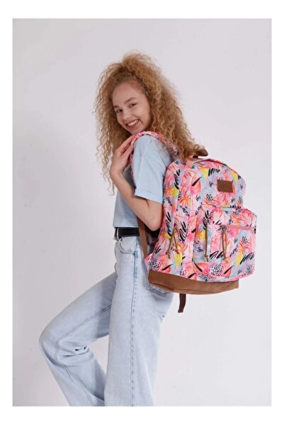 KAUKKO Safari Okul Çantası Roze Flowers K1332