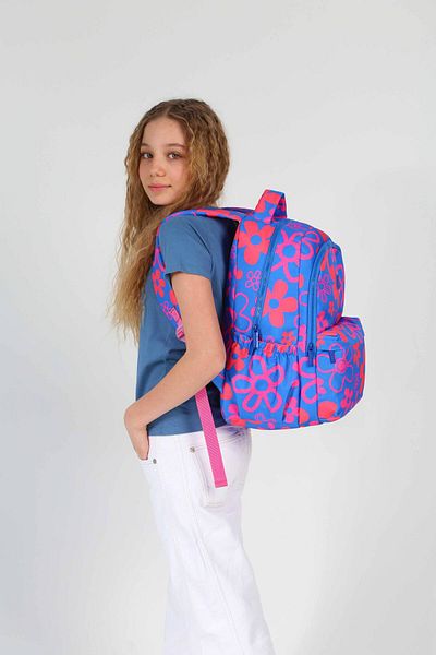 KAUKKO Rucsac preferat cu flori albastre - K1693