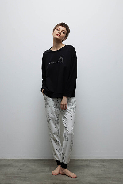 Hays Kadın Pamuklu Cepli Uzun Pijama Altı