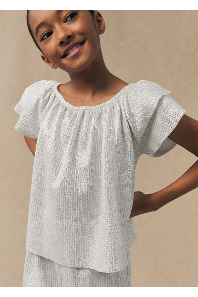 MANGO Kids Gewebtes T-Shirt mit Glitzer