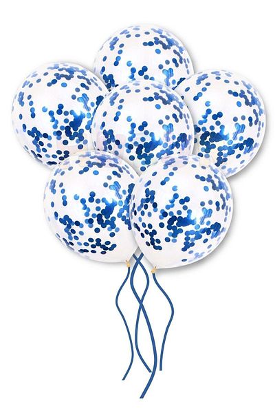 Huzur Party Store 10 Pieces of 30 cm Colorless Blue Sequins Transparent Balloons - Eye Design