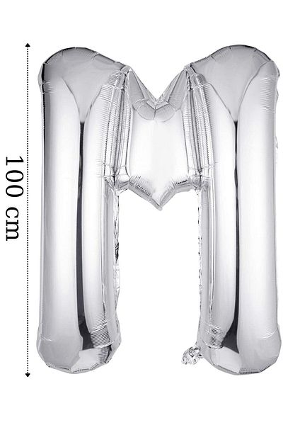 Happyland Foil Balloon Letter M Helium Balloon 100 Cm Silver Color