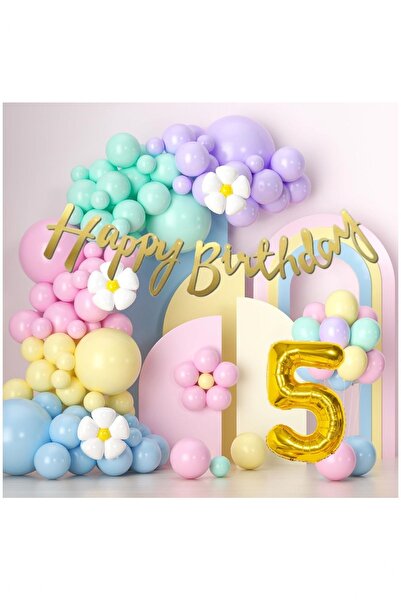 BİDOLUMUTLULUK Makaron Balonlar Doğum Günü Konsepti Parti Eğlence Kutlama
