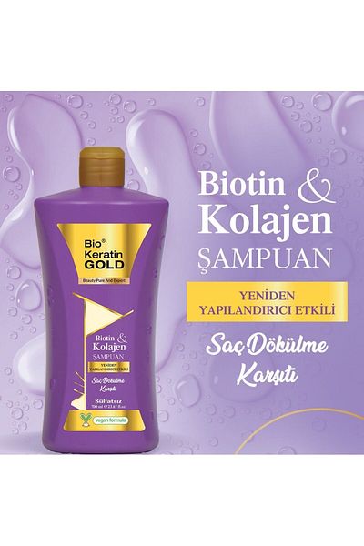 Bio Keratin Gold 700 ml Biotin and Collagen Sulfate-Free Anti-Hair Loss Shampoo