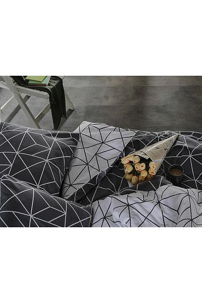 Doqu Home Σετ Παπλωματοθήκη Ranforce Polka Διπλό - Anthracite