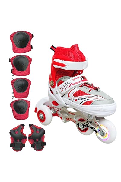 Depomiks Avm Adjustable Roller Skates - 2 1 1 Lighted Metal Body Training Set with Bag Knee Pad Elbow Pad