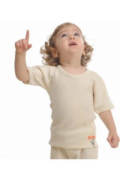 Hasyün Girl's Thin Wool Undershirt Short Sleeve Undershirt 500 - 1 Piece