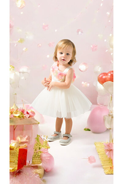 MMG KIDS WEAR TÜLLÜ GÜLLÜ BOCUK İŞLEMELİ DOĞUM GÜNÜ PARTY KIZ ELBİSE