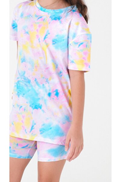 Kyron Girl - Colorful Tie-Dye Patterned T-Shirt and Shorts Set