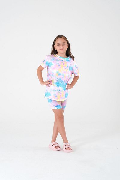 Kyron Fete - Set de tricou și pantaloni scurți cu imprimeu colorat Tie Dye