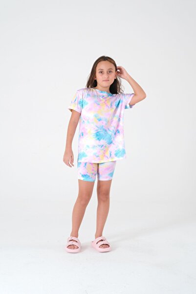 Kyron Girl - Colorful Tie-Dye Patterned T-Shirt and Shorts Set