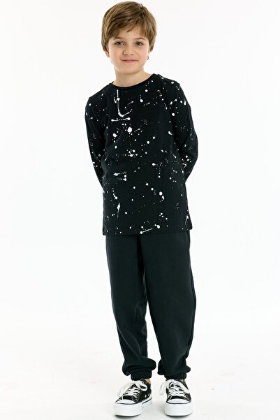 Kyron Μπλουζάκι για αγόρι 100% βαμβακερό εφέ ακουαρέλας - Μαύρο