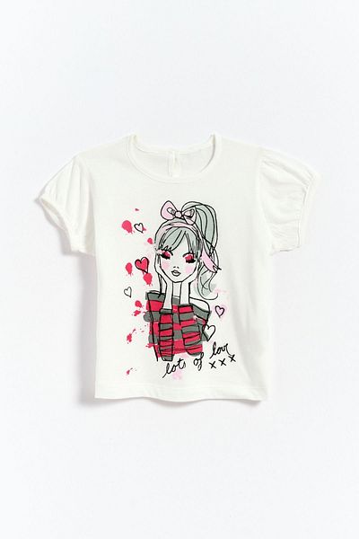 Gambino Κοριτσίστικο T-Shirt με στάμπα 100% βαμβάκι - Λευκό