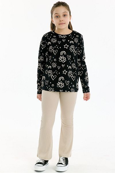 Kyron Tricou pentru fete 100% bumbac imprimat - negru