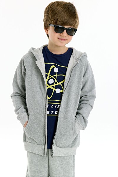 Kyron Φούτερ για αγόρι με κουκούλα 100% βαμβακερό - Γκρι