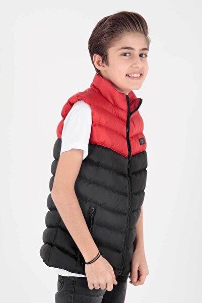 AHENGİM Kids Erkek Çocuk Moda Trendi Kapüşonsuz Şişme Yelek Ak217980