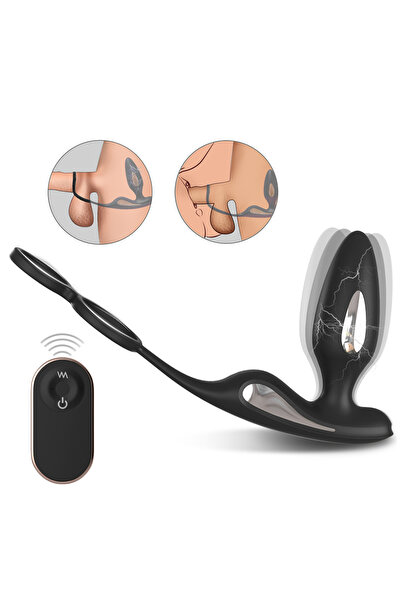 Lightning Rct Şarjlı Kumandalı Testis ve Penis Halkalı Penis Elektrikli Uyarıcı Titreşimli