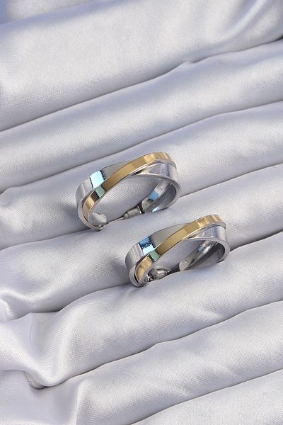 Tutkumuz eticaret Ttkm Brass Gold Silver Colored Hoop Earrings