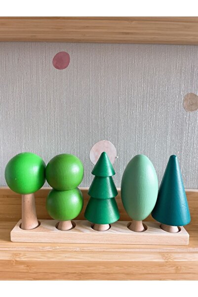 BİLMİŞ ÇOCUK مجموعة ألعاب والدورف الخشبية مكونة من 5 أشجار كبيرة