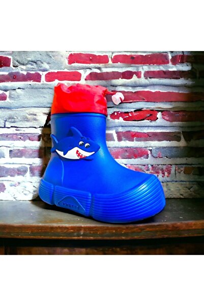 TrineBear Çizgifilm Karakterli Çizme Bot Erkek Çocuk Ayakkabısı Lacivert Kırmızı Rengi Su Geçirmez Lastikli