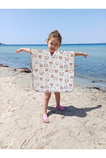 the ruby baby & kids منشفة قطنية منقوشة بغطاء للرأس للأطفال من سن 1 إلى 6 سنوات