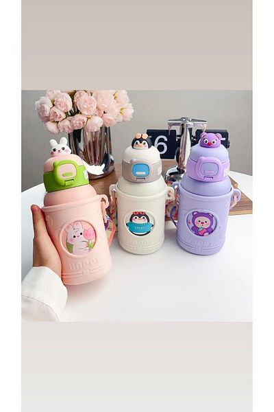 GÜVEN 500ml Stainless Steel Children's Thermal Water Bottle - Cute Thermos Feature