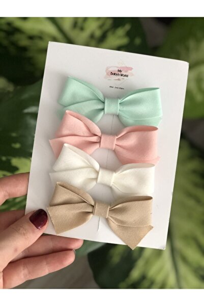 My Baby's World طقم إبزيم للأطفال مكون من 4 قطع من موديل فيونكة