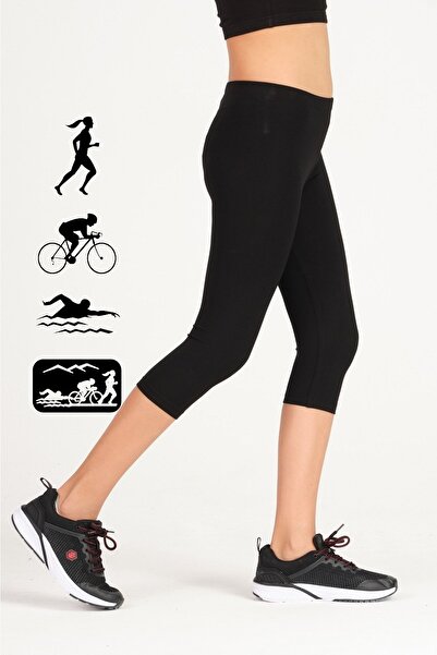 FSM1453 Girl Child Athlete Below Knee Black Slim Fit Tights 8027