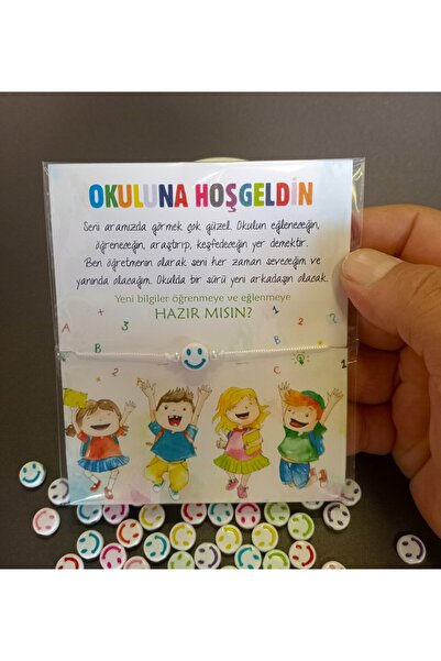 Okula, Sınıfına Hoşgeldin Hediyesi Ipli Kalpli Bileklik 25 Adet Okul Hediyesi