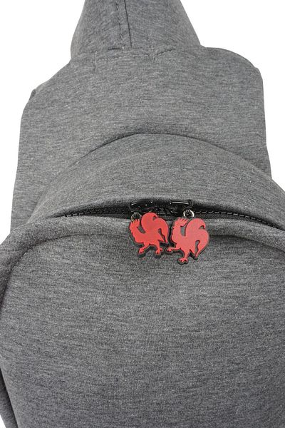 Morikukko Gray and Claret Red Fixed Hooded Children's Back to School Small Backpack
